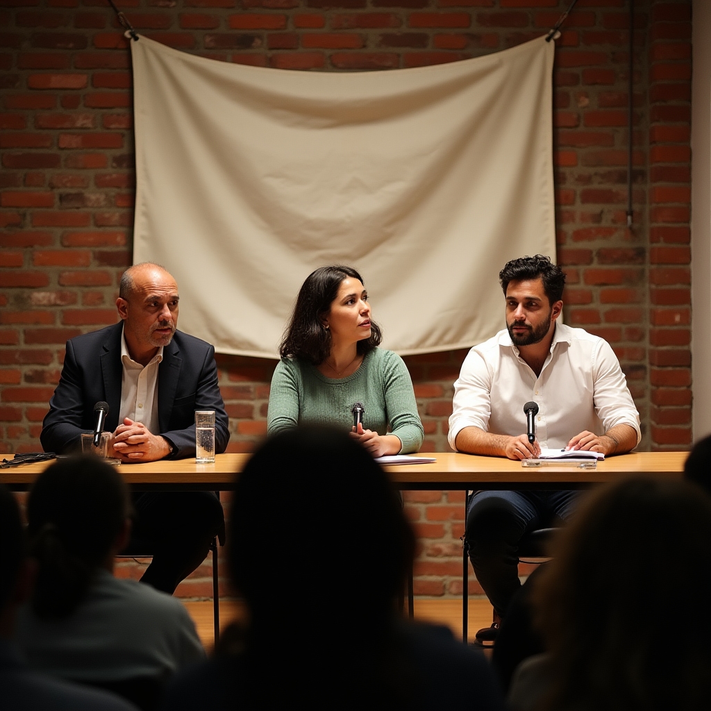 Community panel discussion about collective real estate projects in Santiago